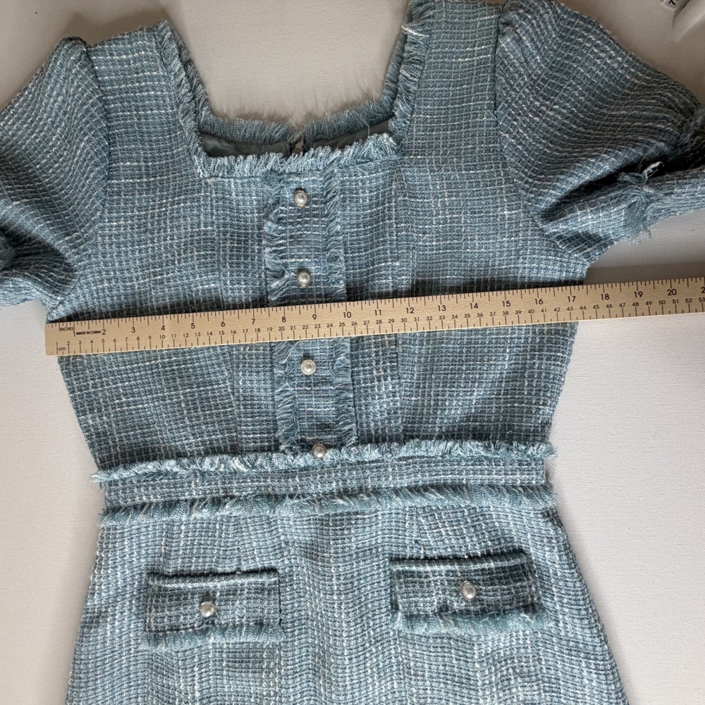 Ivy City Co‎ Claudia Dress Small Blue Tweed Old Money Classic Preppy Coquette - Picture 11 of 13